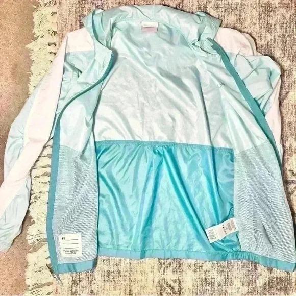 Columbia Sportswear Kids Lightweight Teal Packable Windbreaker Size Large - Picture 12 of 16